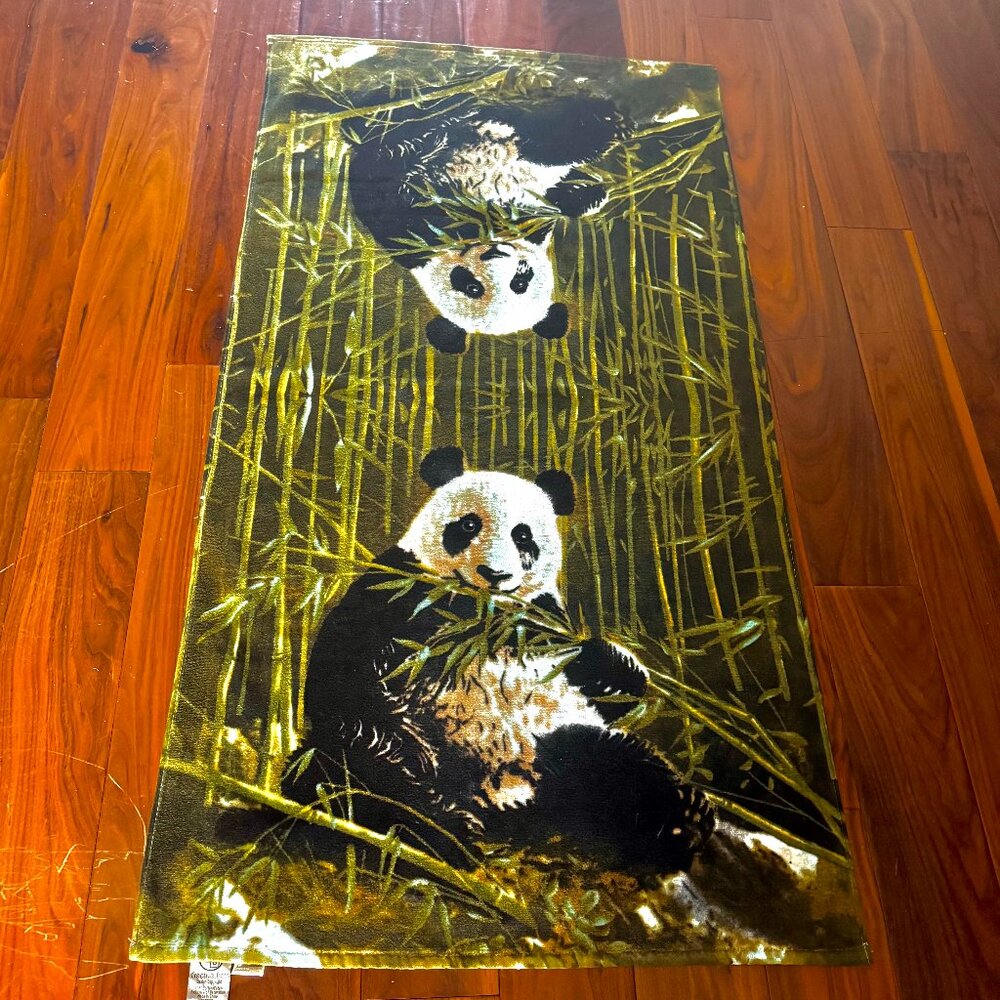 Creative Bath Panda Bear Bamboo Beach Bath 50x27" & Hand 13x13" Towel. 100% Cott